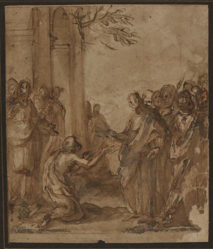 Estudio de Jesús entregando las llaves a San Pedro