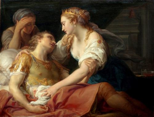 Estudio de la muerte de Marco Antonio asistido por Cleopatra