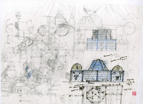 Observatorio Astronómico de Madrid. Espacio museológico para el Telescopio Herschel. Croquis inicial 