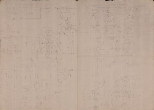 Alzado y sección de los capiteles y sección del pórtico de Octavia [y de Livia] en Roma