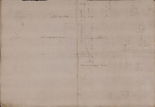 Alzado y sección del arco y sección de columna del pórtico de Octavia [y de Livia] en Roma