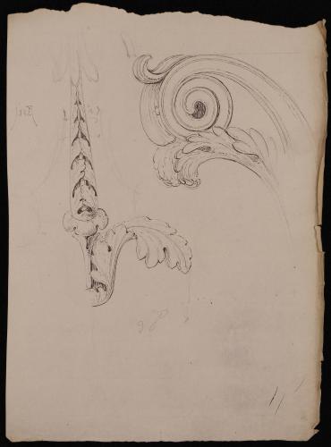 Detalle de voluta y hojas de acanto de un capitel corintio