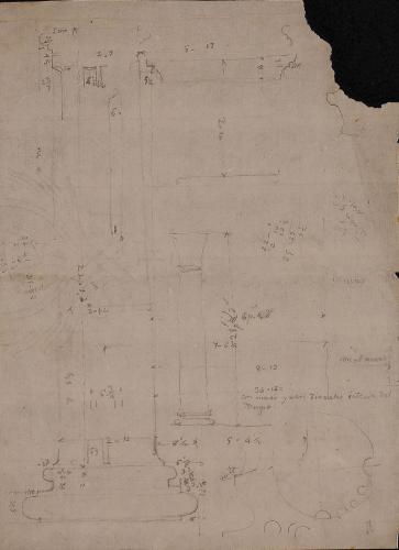 Alzado y detalla de la basa de una columna