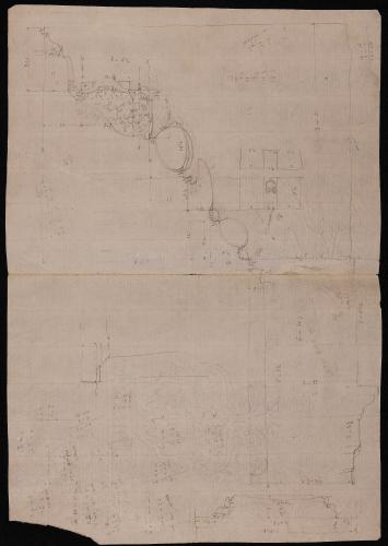 Sección del cornisamento y capiteles del templo de Júpiter Tonante en Roma [templo de Vespasiano y Tito]