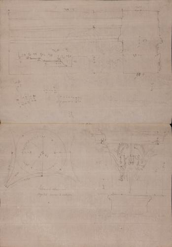 Medidas del cornisamento y capiteles del Templo de Júpiter Tonante en Roma [Templo de Vespasiano y Tito]