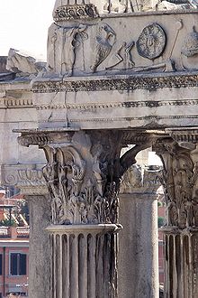 Medidas del cornisamento y capiteles del Templo de Júpiter Tonante en Roma [Templo de Vespasiano y Tito]