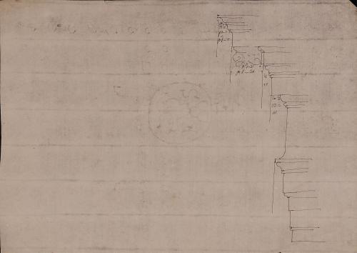 Propuesta de reconstrucción y sección del cornisamento del templo de Júpiter Estator [Cástor y Pólux]