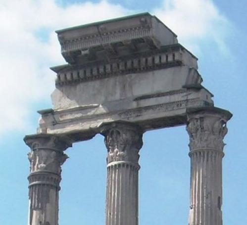 Sección del cornisamento del templo de Júpiter Estator [Cástor y Pólux]