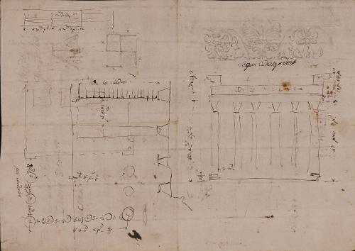 Apunte del alzado del templo de Antonino y Faustina segun Antoine Desgodetz