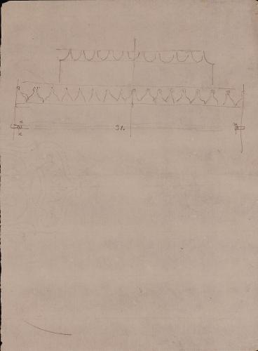 Apunte de la decoración de un fragmento de cornisa con ménsula del templo de Mars Ultor