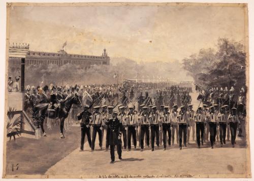 Desfile militar por el Paseo del Prado