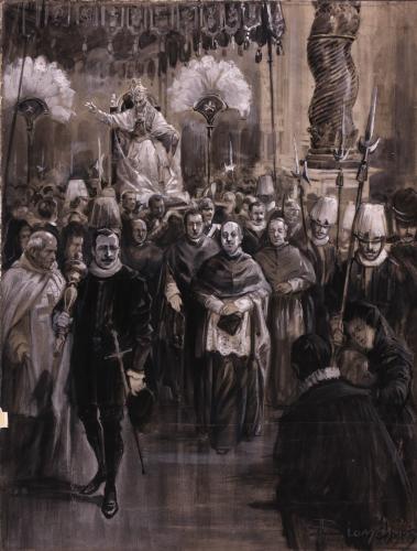 El papa en silla gestatoria. Jubileo de León XIII
