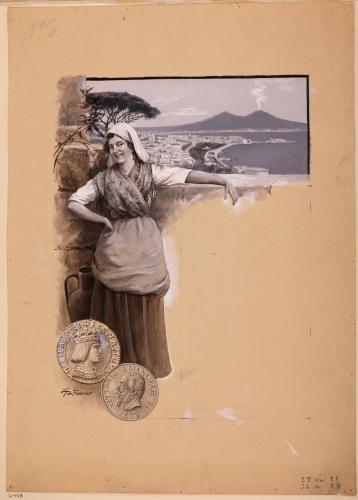Mujer en un mirador y Nápoles al fondo