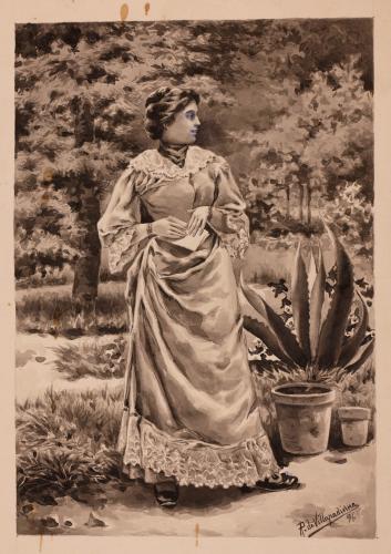 Mujer en un jardín