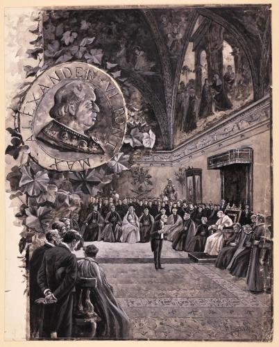 Inauguración del Museo Borgiano. Intervención del Profesor Seitz ante León XIII