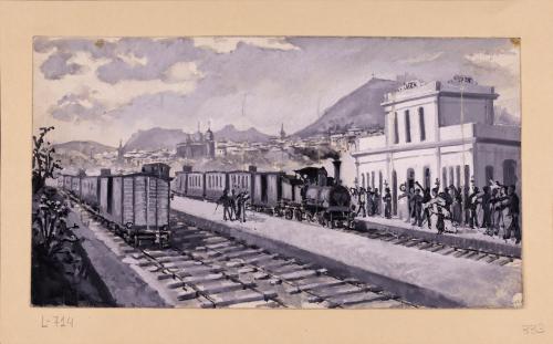 Llegada del tren a la estación de Jaén