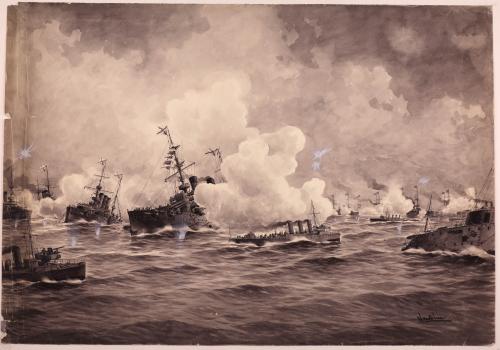 Combate naval entre buques rusos y japoneses