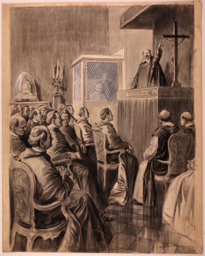 Cuaresma en el Vaticano. El P. Pablo da Pieve di Controne predicando ante León XIII