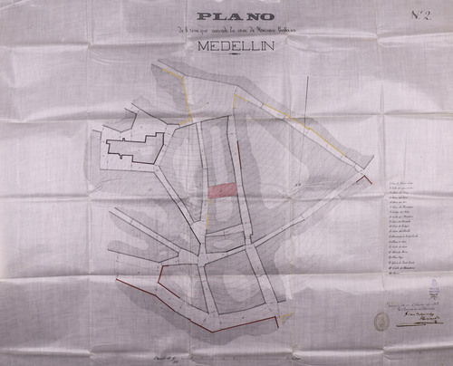 Plano de la zona que circunda la casa de Hernán Cortés en Medellín