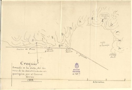 Croquis descubrimientos arqueológicos en la Carretera de Pinos Puente a Granada