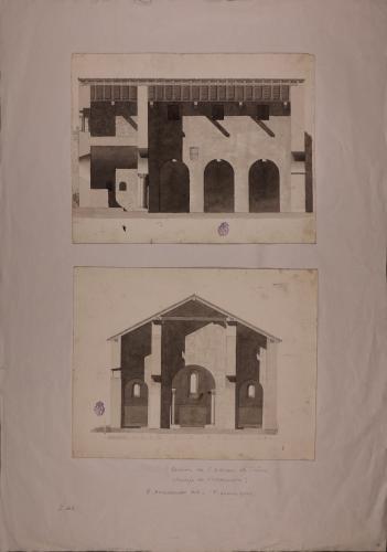 Sección longitudinal y transversal de la iglesia de San Adrián de Tuñón (Asturias)