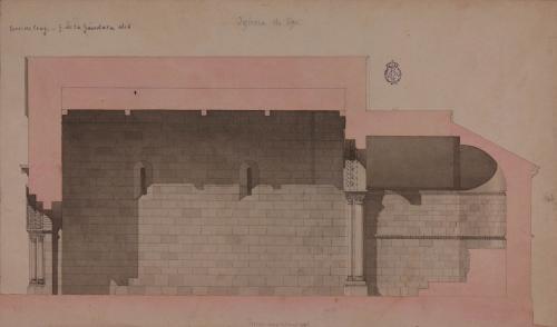 Sección longitudinal de la iglesia de Santa Eulalia en Ujo (Asturias)