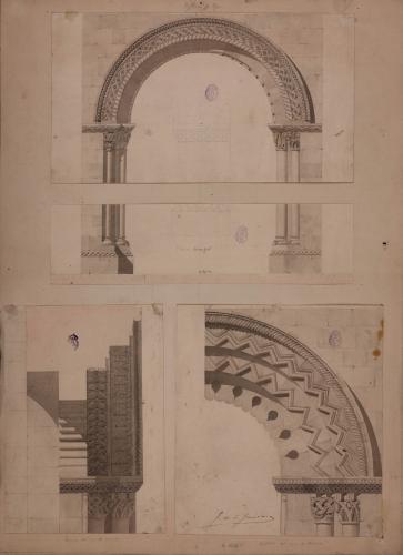 Portada y arquivoltas de las iglesia de Santa Eulalia en Ujo (Asturias)