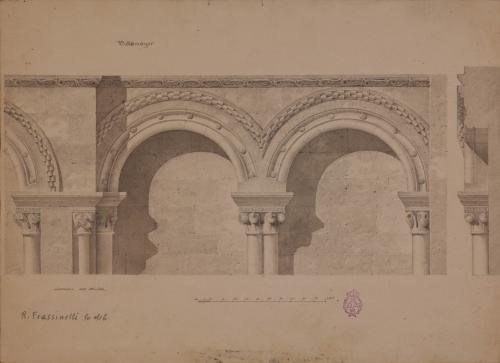 Alzado y sección de los arcos del ábside de la iglesia de Santa María de Villamayor (Infiesto, Asturias)
