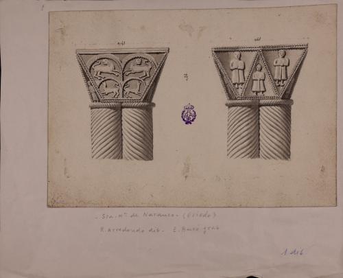 Capiteles de columnas sogueadas de Santa María del Naranco (Oviedo, Asturias)