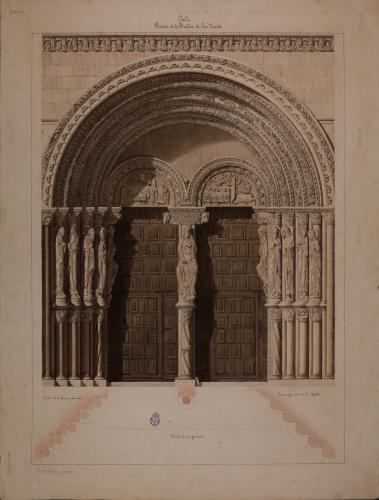 Alzado y sección de la portada occidental de la basílica de San Vicente, Sabina y Cristeta (Ávila)