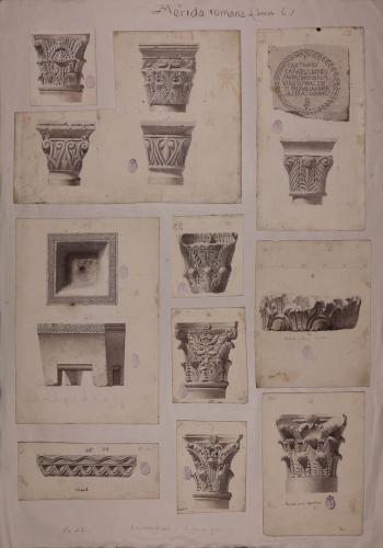 Capiteles visigodos e inscripción de la basílica de Santa Eulalia de Mérida y capiteles y friso de Córdoba