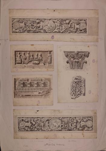 Bajo relieves romanos, capitel y fragmentos arquitectónicos visigodos de Mérida