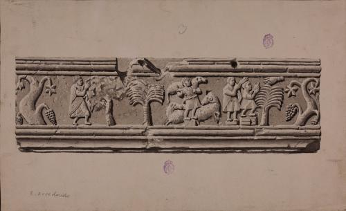 Lado mayor posterior del sarcófago paleocristiano de Quintanabureba (Briviesca, Burgos)