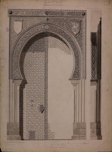 Alzado y sección de la puerta del Perdón de la catedral-mezquita de Córdoba