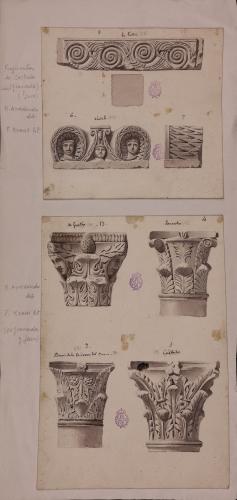 Fragmentos arquitectónicos y capiteles visigodos procedentes de Cástulo, Guadix, Torribia y Baños de la Carrera del Darro