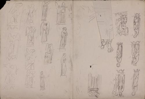 Estudio de figuras de un tímpano o arquivoltas de la catedral de León