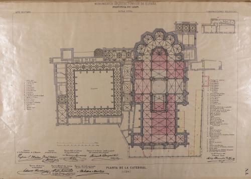 Planta de la catedral de León durante su restauración