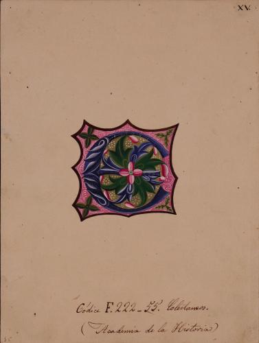 Letra E inicial de un códice de la Real Academia de la Historia