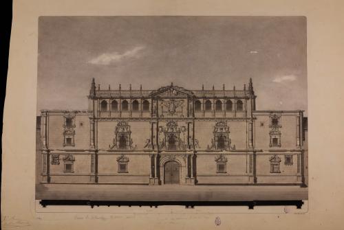 Alzado y planta de la fachada principal de la Universidad de Alcalá de Henares (Madrid)