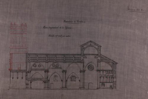 Sección longitudinal del la iglesia del monasterio de Irache (Navarra)