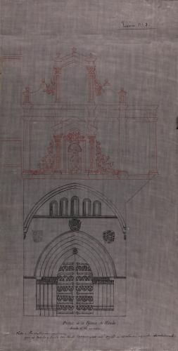 Alzado de la portada de la iglesia del monasterio de Irache (Navarra)