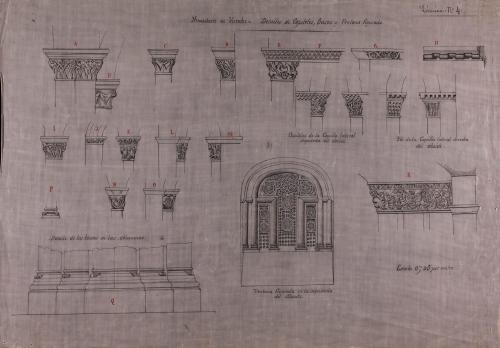 Capiteles, basas y ventana del ábside de la iglesia del monasterio de Irache (Navarra)