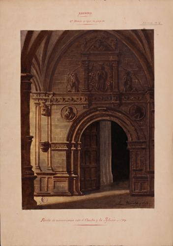 Puerta de acceso al claustro de la iglesia del monasterio de Irache (Navarra)