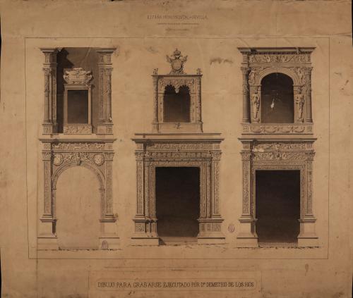 Alzado de puertas y balcones del Ayuntamiento de Sevilla
