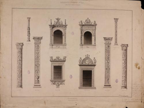 Ventanas, balcones, columnas y pilastras del Ayuntamiento de Sevilla