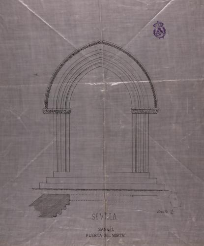 Alzado y planta de la puerta de la iglesia de San Gil en Sevilla