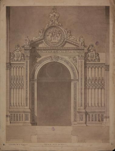 Planta y alzado de la puerta de la Presentación del claustro de la catedral de Toledo