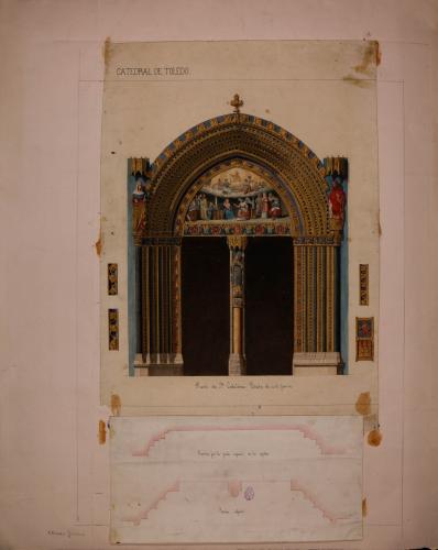 Planta y alzado de la puerta de Santa Catalina de la catedral de Toledo