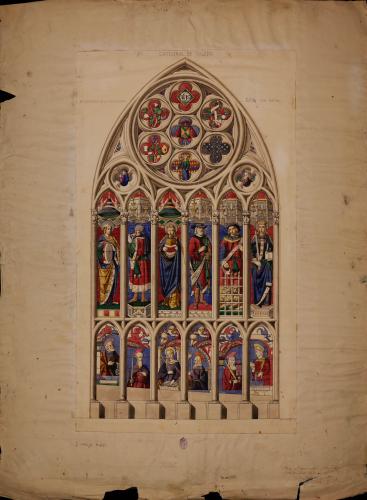 Vidriera de la ventana de la nave mayor de la catedral de Toledo
