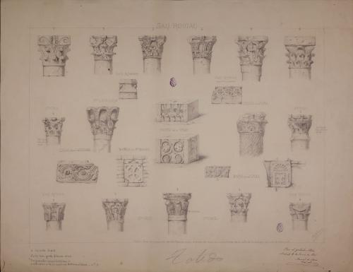 Capiteles, frisos, fragmentos de pilastra visigodos de distintas procedencias de Toledo
